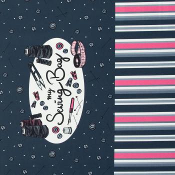 Preview: My Sewing Bag  by Käselotti Panel ca. 1,60 m Rosa, Dunkelblau